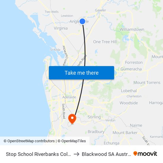 Stop School Riverbanks College to Blackwood SA Australia map