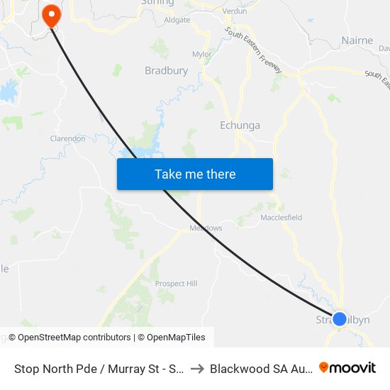 Stop North Pde / Murray St - South side to Blackwood SA Australia map