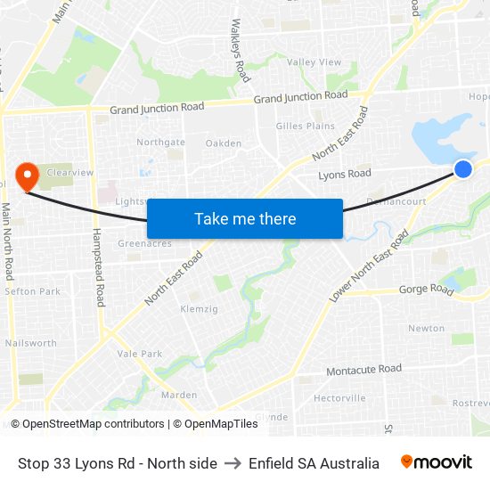 Stop 33 Lyons Rd - North side to Enfield SA Australia map