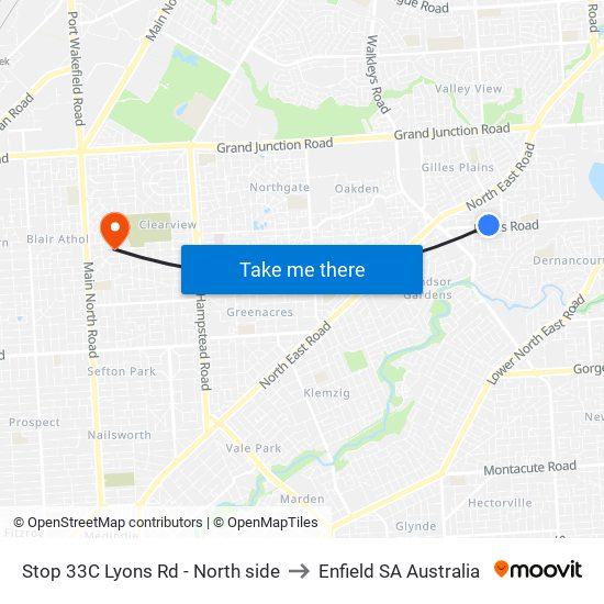 Stop 33C Lyons Rd - North side to Enfield SA Australia map