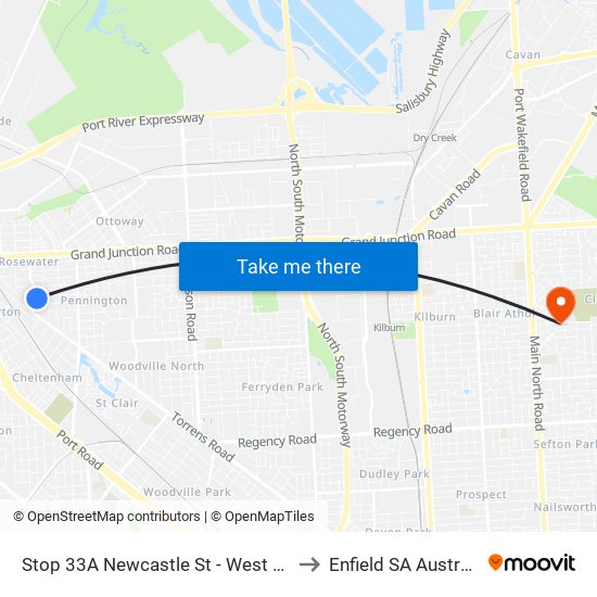 Stop 33A Newcastle St - West side to Enfield SA Australia map