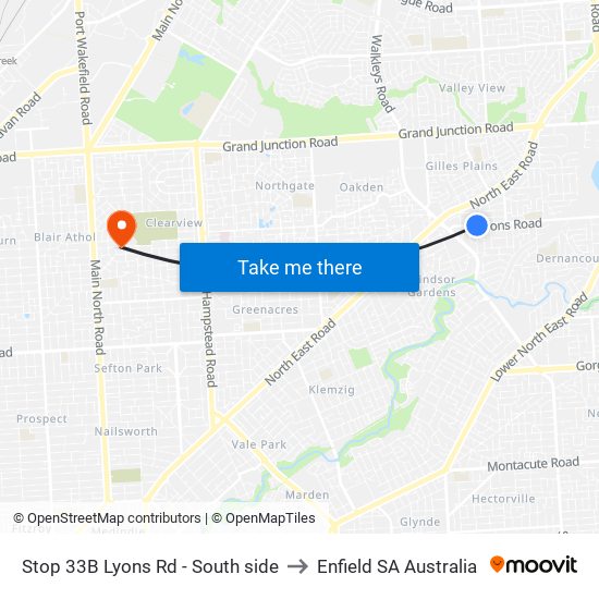 Stop 33B Lyons Rd - South side to Enfield SA Australia map