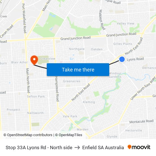 Stop 33A Lyons Rd - North side to Enfield SA Australia map