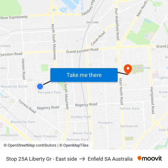 Stop 25A Liberty Gr - East side to Enfield SA Australia map