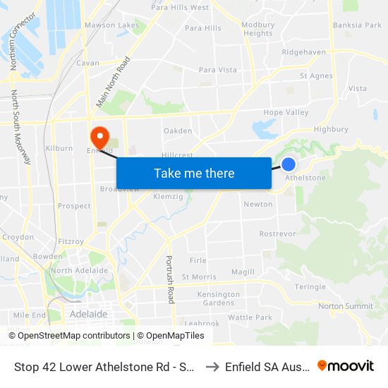 Stop 42 Lower Athelstone Rd - South side to Enfield SA Australia map