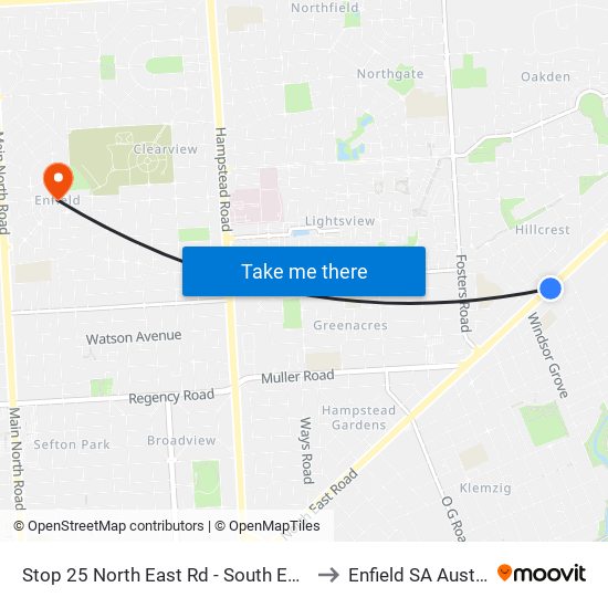 Stop 25 North East Rd - South East side to Enfield SA Australia map