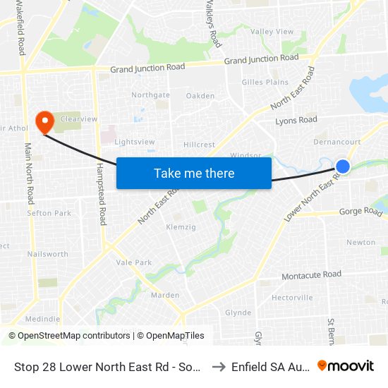 Stop 28 Lower North East Rd - South East side to Enfield SA Australia map