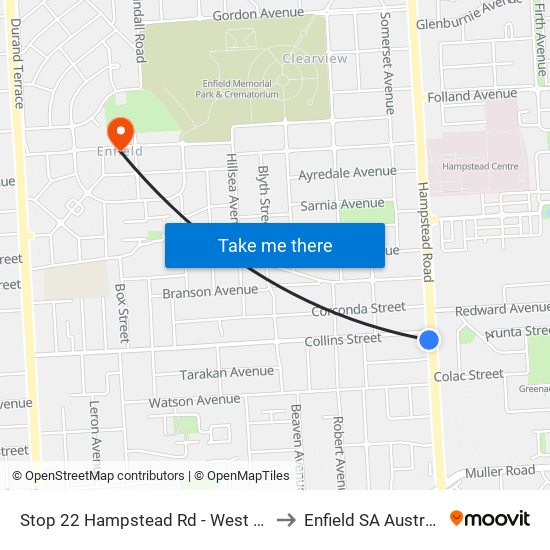 Stop 22 Hampstead Rd - West side to Enfield SA Australia map