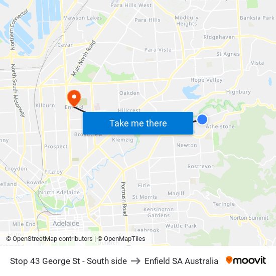 Stop 43 George St - South side to Enfield SA Australia map