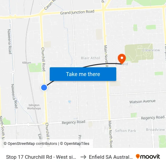 Stop 17 Churchill Rd - West side to Enfield SA Australia map