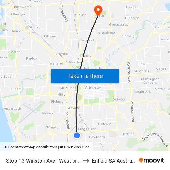 Stop 13 Winston Ave - West side to Enfield SA Australia map