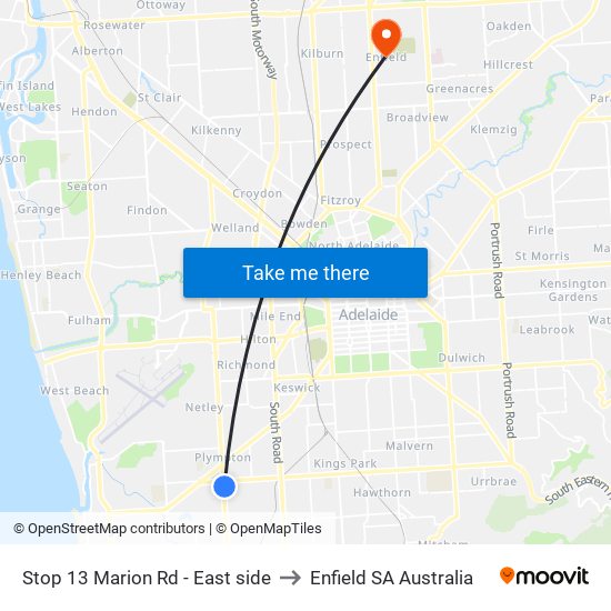 Stop 13 Marion Rd - East side to Enfield SA Australia map