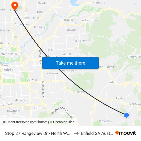 Stop 27 Rangeview Dr - North West side to Enfield SA Australia map