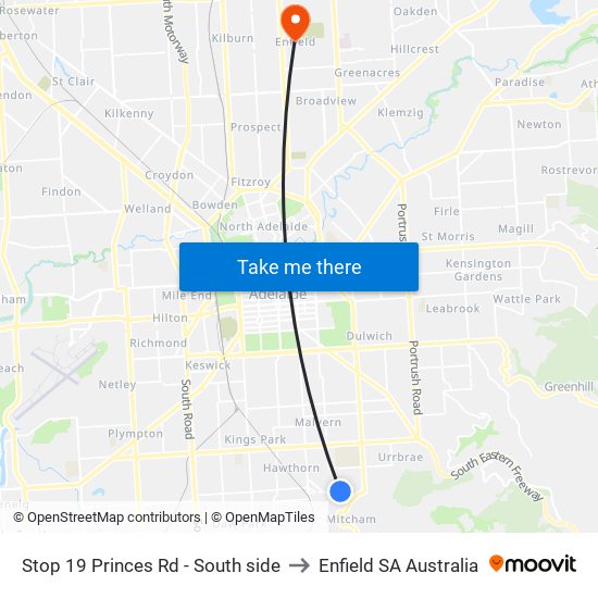 Stop 19 Princes Rd - South side to Enfield SA Australia map