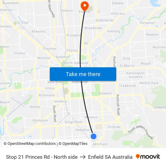 Stop 21 Princes Rd - North side to Enfield SA Australia map