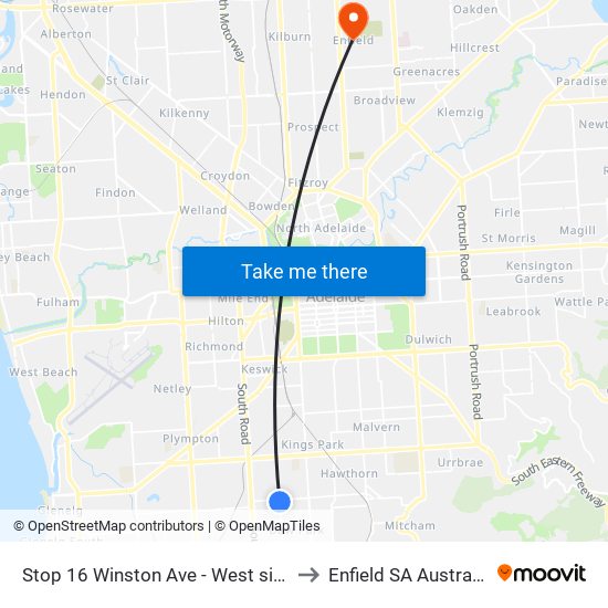 Stop 16 Winston Ave - West side to Enfield SA Australia map