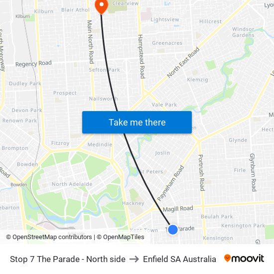 Stop 7 The Parade - North side to Enfield SA Australia map