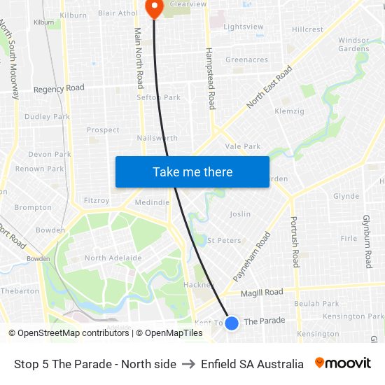 Stop 5 The Parade - North side to Enfield SA Australia map