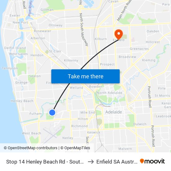 Stop 14 Henley Beach Rd - South side to Enfield SA Australia map