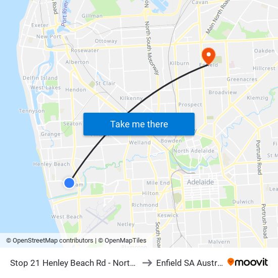 Stop 21 Henley Beach Rd - North side to Enfield SA Australia map