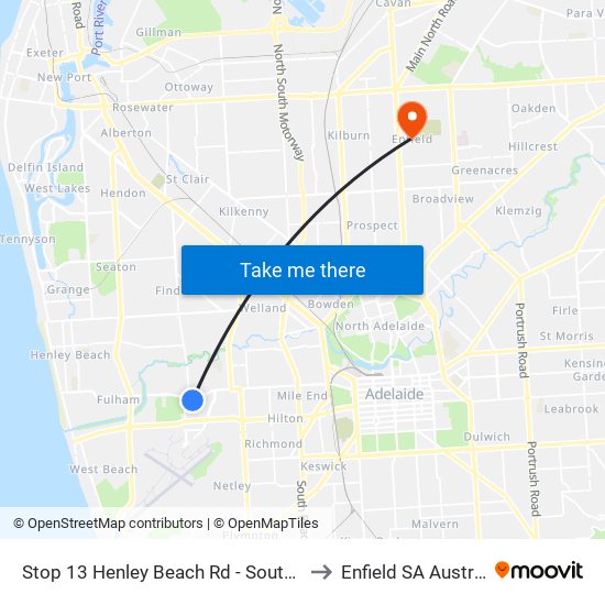 Stop 13 Henley Beach Rd - South side to Enfield SA Australia map
