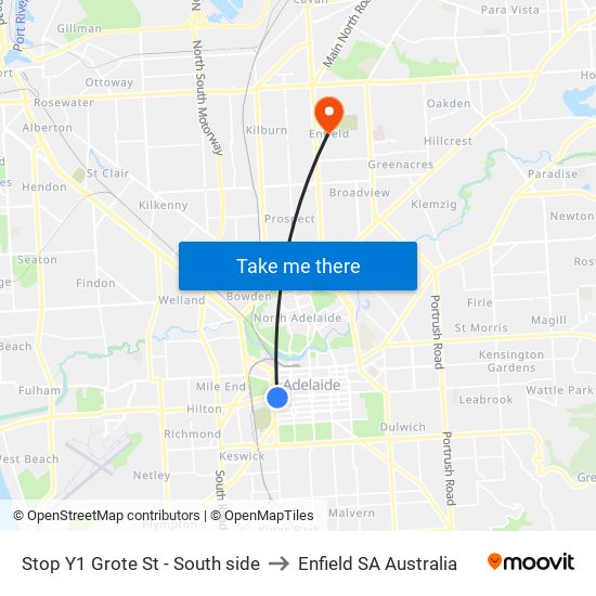 Stop Y1 Grote St - South side to Enfield SA Australia map