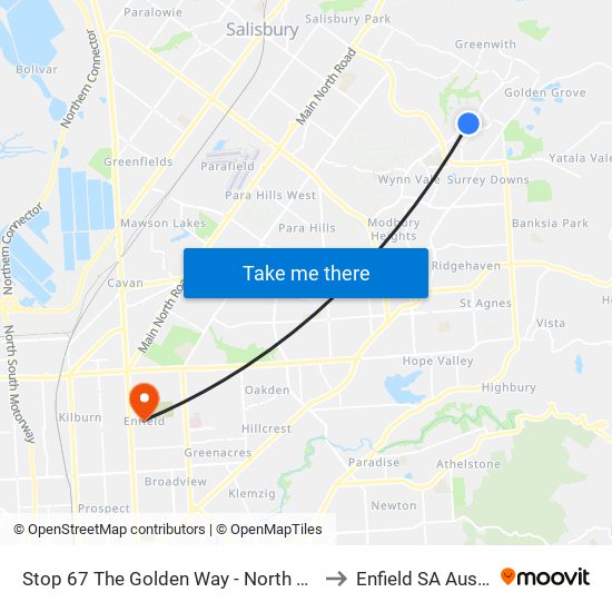 Stop 67 The Golden Way - North West side to Enfield SA Australia map