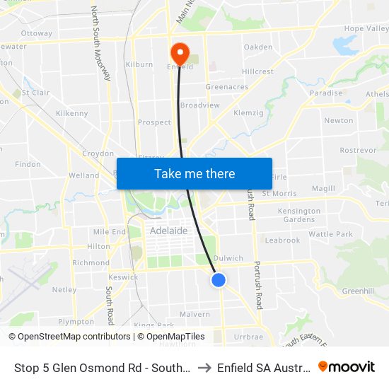 Stop 5 Glen Osmond Rd - South side to Enfield SA Australia map