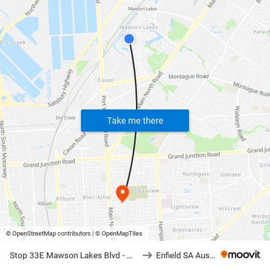 Stop 33E Mawson Lakes Blvd - West side to Enfield SA Australia map