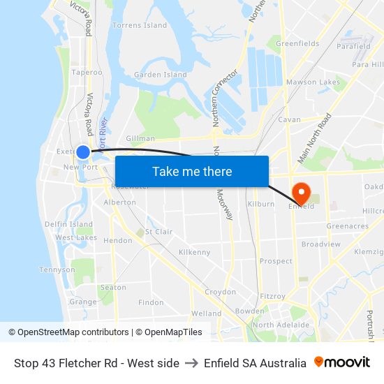 Stop 43 Fletcher Rd - West side to Enfield SA Australia map