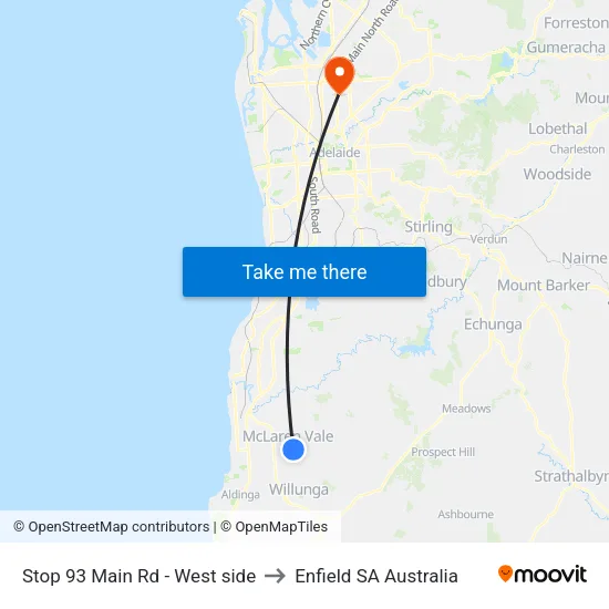 Stop 93 Main Rd - West side to Enfield SA Australia map