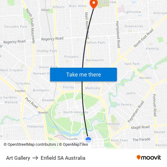 Art Gallery to Enfield SA Australia map