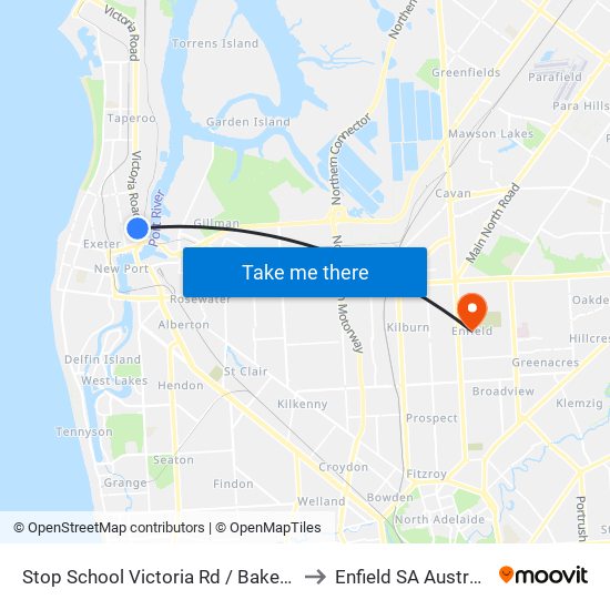 Stop School Victoria Rd / Baker St to Enfield SA Australia map