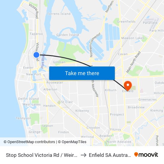 Stop School Victoria Rd / Weir St to Enfield SA Australia map
