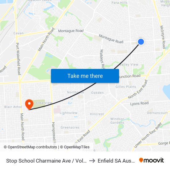 Stop School Charmaine Ave / Volare Ave to Enfield SA Australia map