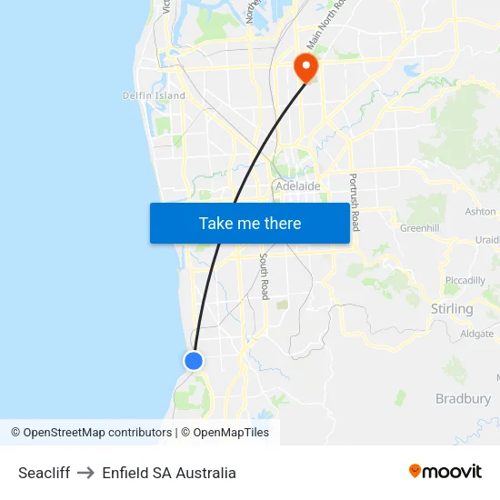 Seacliff to Enfield SA Australia map