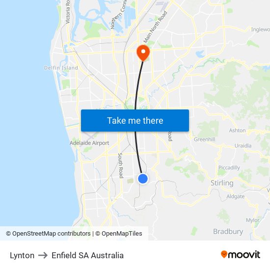 Lynton to Enfield SA Australia map