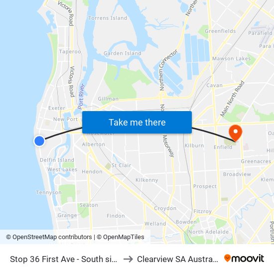 Stop 36 First Ave - South side to Clearview SA Australia map