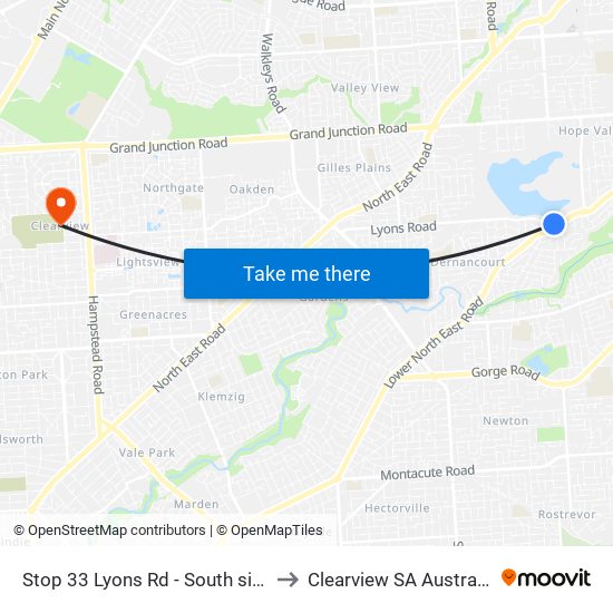 Stop 33 Lyons Rd - South side to Clearview SA Australia map