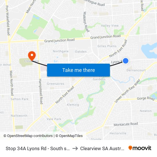 Stop 34A Lyons Rd - South side to Clearview SA Australia map