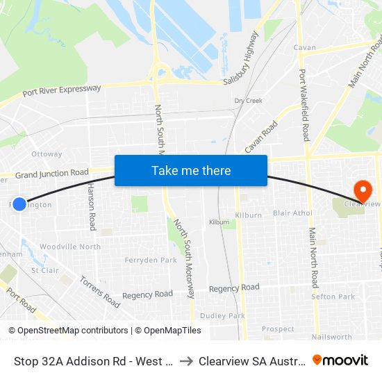 Stop 32A Addison Rd - West side to Clearview SA Australia map