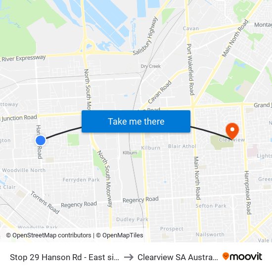 Stop 29 Hanson Rd - East side to Clearview SA Australia map