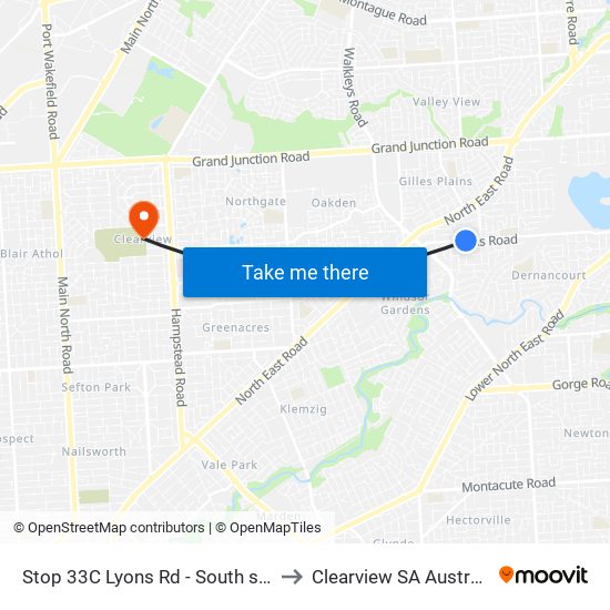 Stop 33C Lyons Rd - South side to Clearview SA Australia map