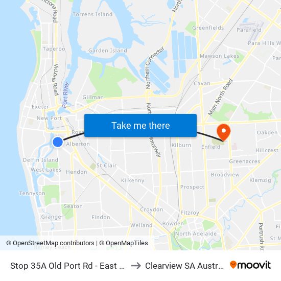 Stop 35A Old Port Rd - East side to Clearview SA Australia map