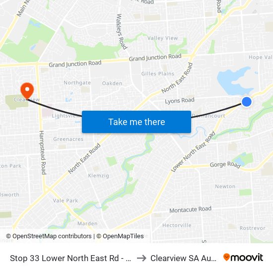 Stop 33 Lower North East Rd - East side to Clearview SA Australia map