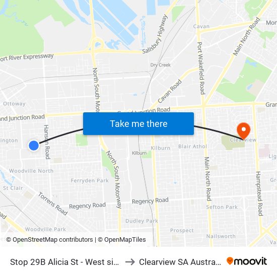Stop 29B Alicia St - West side to Clearview SA Australia map
