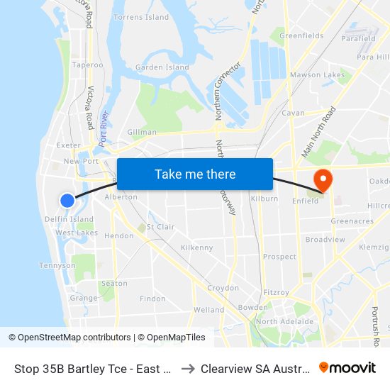 Stop 35B Bartley Tce - East side to Clearview SA Australia map