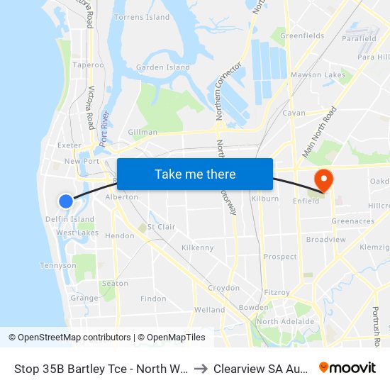 Stop 35B Bartley Tce - North West side to Clearview SA Australia map