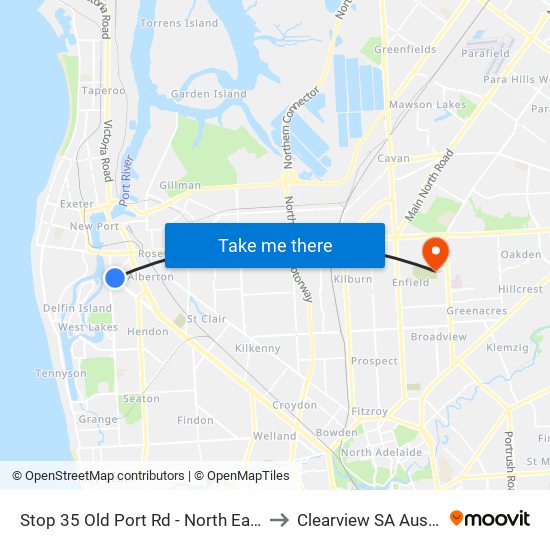 Stop 35 Old Port Rd - North East side to Clearview SA Australia map