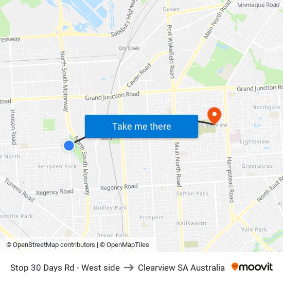 Stop 30 Days Rd - West side to Clearview SA Australia map